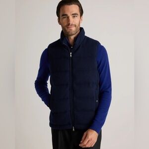 Quince Men’s Mongolian Cashmere Puffer Vest Outerwear Blue L‎